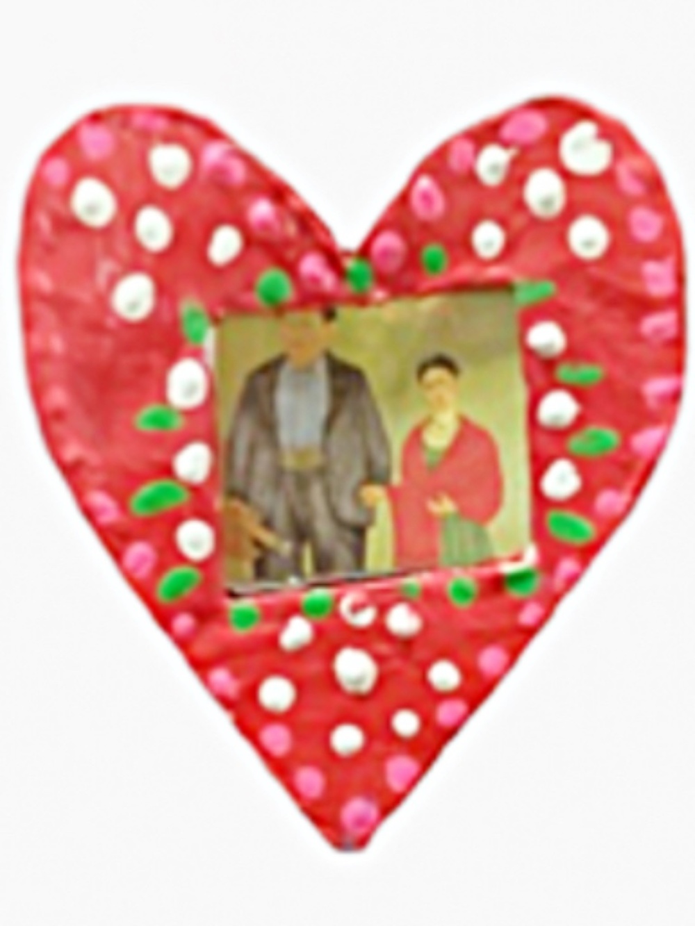 Miniature-Red Heart Tin Niche- Frida Kahlo Diego Rivera painting-